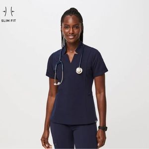 Figs Navy Inala Slim Scrub Top (Small)